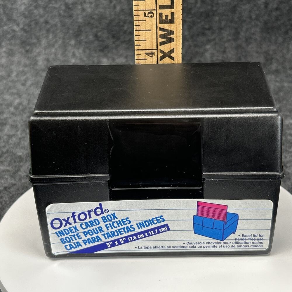 Vintage Oxford 3x5 Index Card Box Bundle Poly A-Z Dividers Black Plastic 1996 - Picture 3 of 10